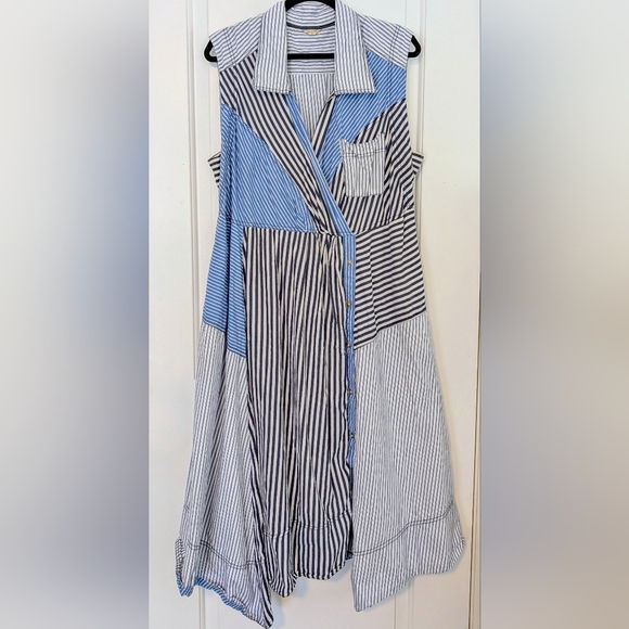 Pilcro Blue and White Striped Midi Dress - Picture 5 of 7